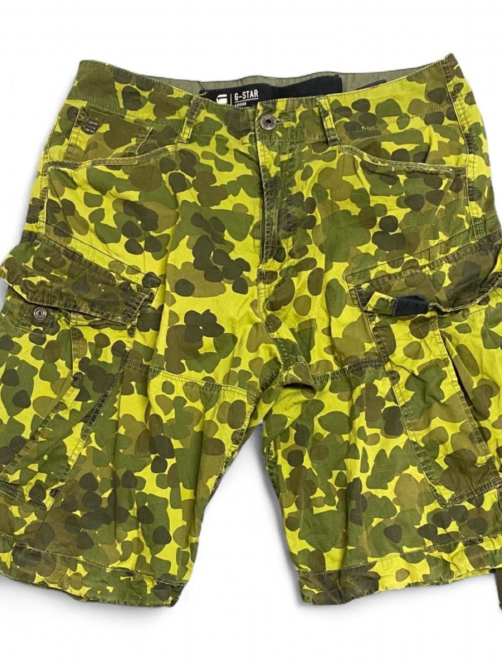 Y2k G star, green and brown camo shorts